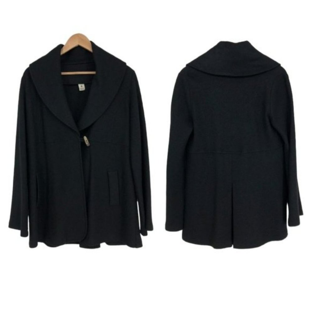 HATCH Maternity Black Wool blend Exaggerated Collar Toggle Cape Coat Med